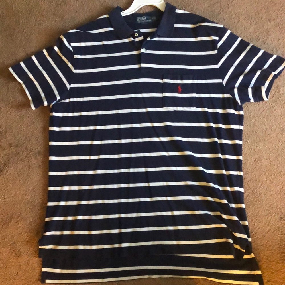 Polo blue and white stripes red Pony